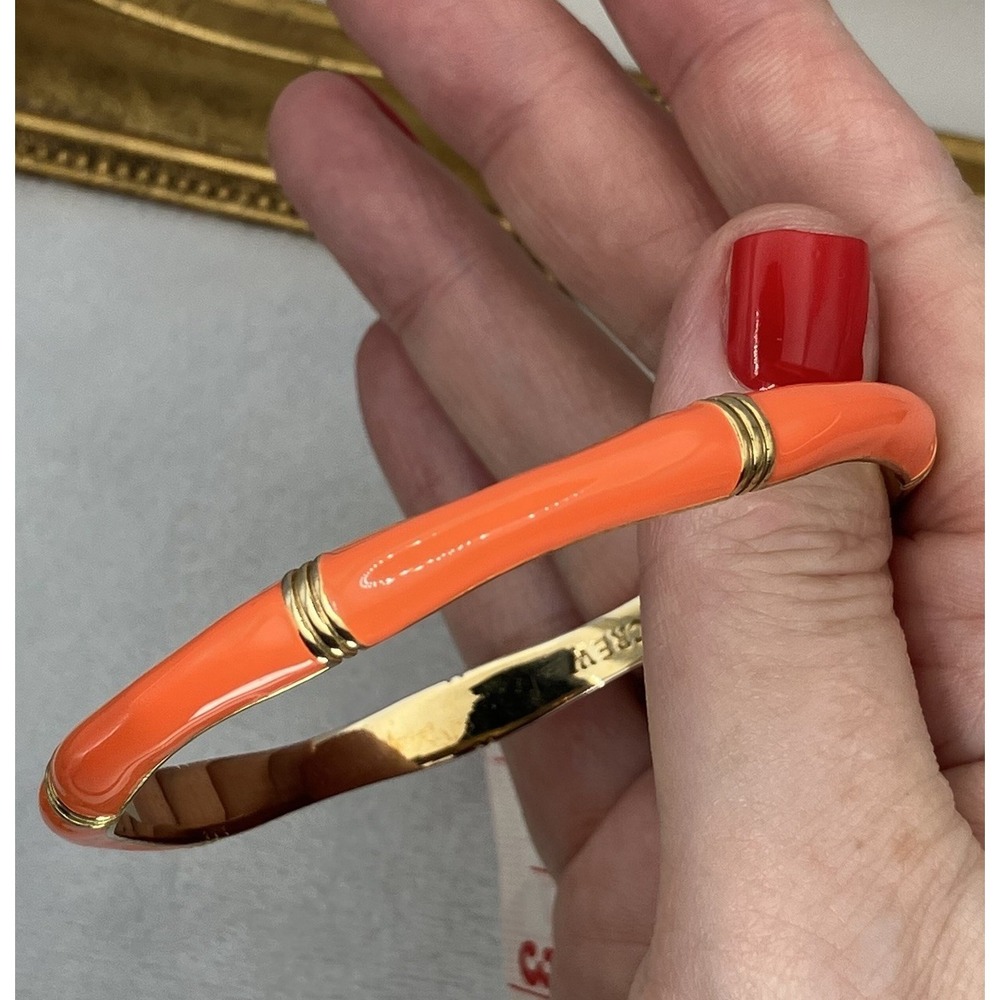 J.‎ Crew Bracelet Orange Enamel Gold Tone Slim Bangle Preppy Classic Minimalist